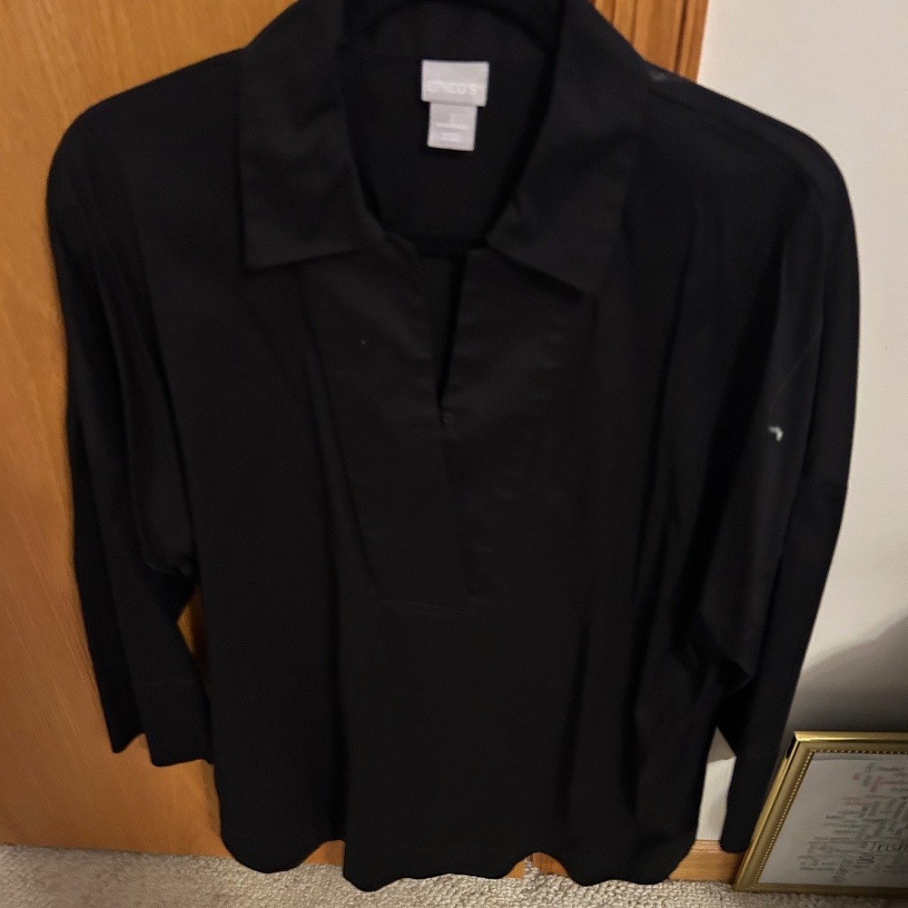 Size 2 12/14 Chico’s Balck button down shirt
